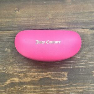 Juicy Couture Y2K Sunglasses Hard Case Pink Leather Gold Letter Clamshell